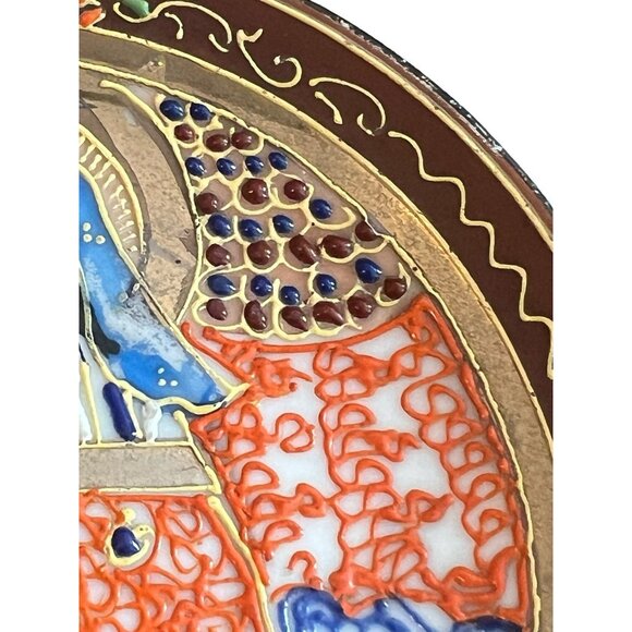 Japanese Moriage Porcelain Saucer Chikaramachi Figurel Gold Trim Vintage - Picture 5 of 9